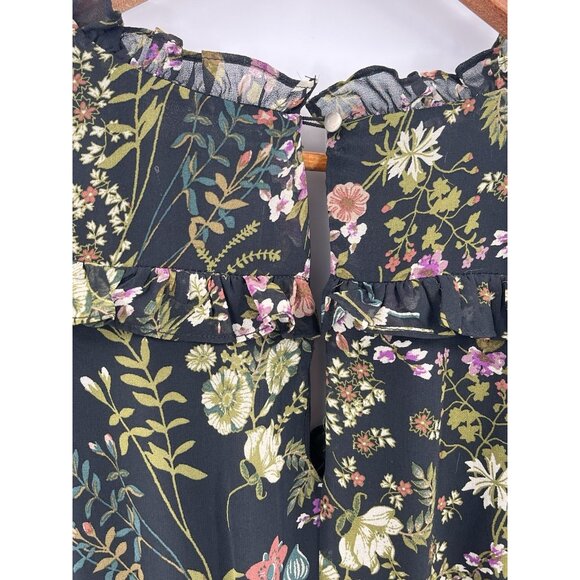 JUNE & HUDSON Women's Black Floral Faux Wrap Half Sleeve Dress Medium - Picture 7 of 8